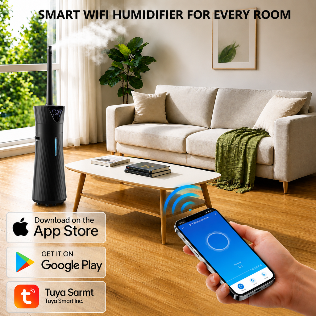 17L Humidifiers for Bedroom Large Room – Ultra Quiet (35dB), 56H Runtime, Smart App & Remote, Auto Humidistat, Top Fill Cool Mist Humidifier, Aroma Diffuser, Auto Shut-Off – Whole House