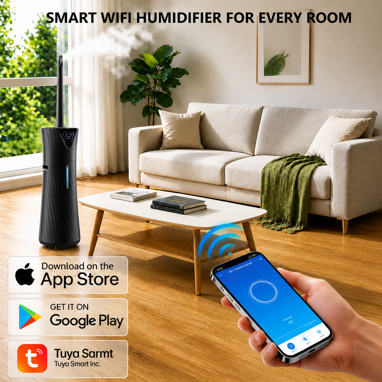 17L Humidifiers for Bedroom Large Room – Ultra Quiet (35dB), 56H Runtime, Smart App & Remote, Auto Humidistat, Top Fill Cool Mist Humidifier, Aroma Diffuser, Auto Shut-Off – Whole House