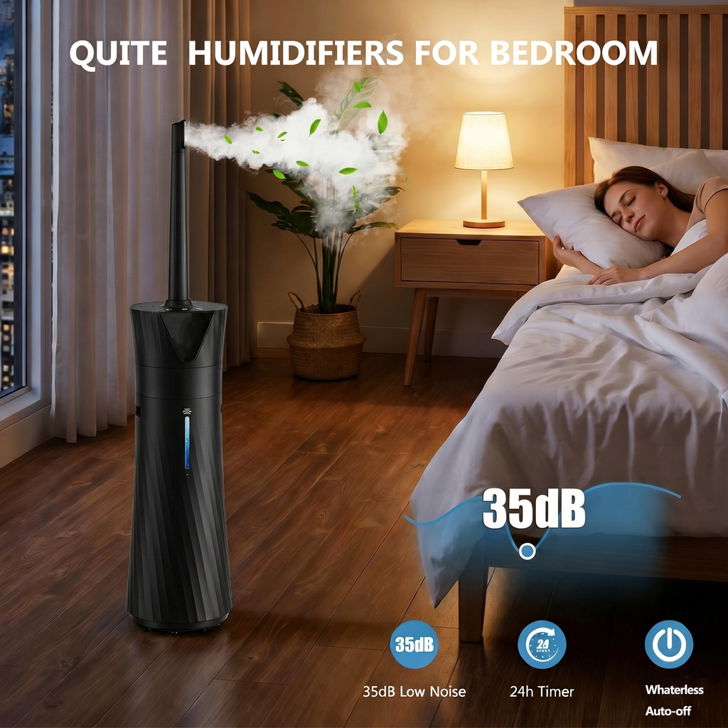 17L Humidifiers for Bedroom Large Room – Ultra Quiet (35dB), 56H Runtime, Smart App & Remote, Auto Humidistat, Top Fill Cool Mist Humidifier, Aroma Diffuser, Auto Shut-Off – Whole House